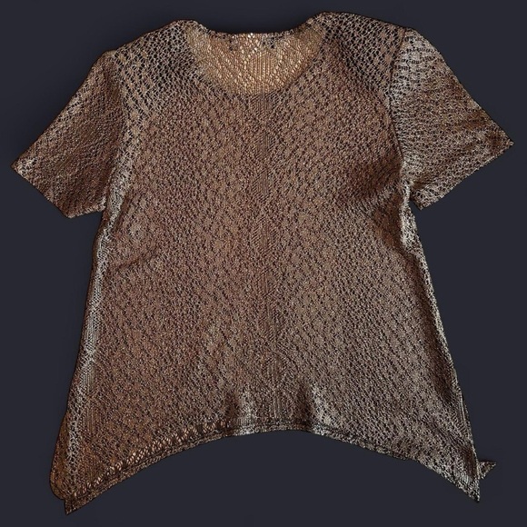 NWT -Vintage 90s SharAde Bronze Metallic Mesh Top | | Size 12 - Picture 4 of 8